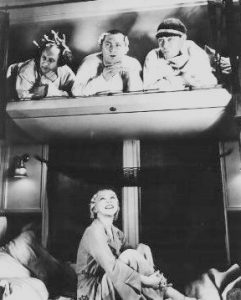 Woman Haters publicity photo - the Three Stooges (Larry, Curly, Moe) and Marjorie White