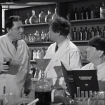 Shemp Howard, Larry Fine and Moe Howard try to mix up rocket fuel
