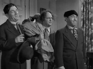 The Three Stooges - Shemp, Larry, Moe - as exterminators in Pest Man Wins