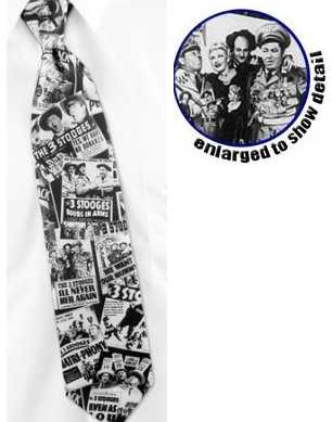 Three Stooges by RM Style black polyester ties