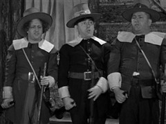 Larry, Moe, and Curly as pilgrims in "Back to the Woods"